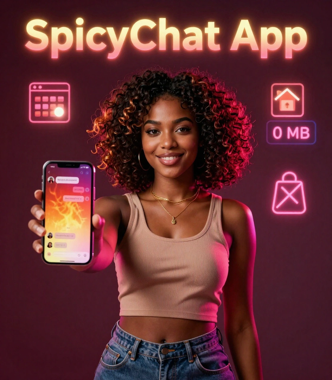 SpicyChat app running in a mobile browser
